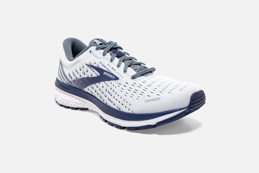Ghost 13 Road Brooks Running Shoes NZ Mens - White/Blue - BDESPF-301